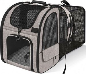 Mochila transportadora de mascotas gratuita, expandible, con malla transpirable para perros pequeños, gatos y cachorros, mochila para mascotas. - Product Image 1