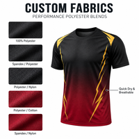 Kaos Olahraga Pria Custom Sublimasi, Cepat Kering, Bernapas, Anti Pilling, Bahan Jersey Polyester, Lengan Pendek, Grosir OEM