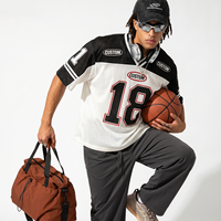 T-shirt Maillot de Football Américain Graphique Rétro Streetwear en Maille, Coupe Boxy Oversize Personnalisée par Sublimation pour Fabricants de Vêtements