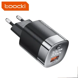 Toocki nuovo design display GaN charger 33w pd + qc3.0 ricarica rapida con 2 porte tipo c e caricatore usb