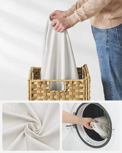 65L 접이식 친환경 다용도 분리형 라이너 가방 합성 라탄 모던 맞춤형 색상 옷 세탁 바구니 뚜껑 - Product Image 5