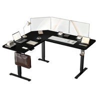 Bureau debout électrique en L à triple moteur, bureau d'angle ergonomique pliable et extensible avec cadre en acier durable et moderne
