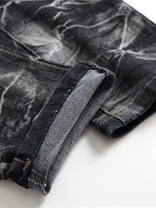Jeans de Mezclilla Rectos Negros Y2K para Hombre, Desgastados, con Bolsillos Laterales con Cremallera, Cómodos, Elásticos, Lavados, Estilo Vintage, Hip Hop, para Invierno - Product Image 2