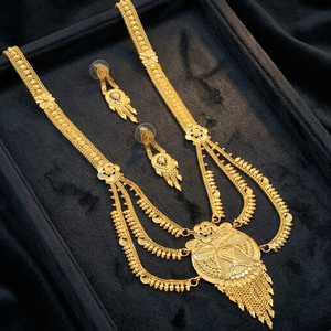 Wholesale 14K 18K 24K Micro Gold Floral Design Rani Haar Necklaces Set Fashion Brass Gold Jewelry Set Indian Wedding Jewelry Set - Product Image 3