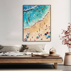 SQ Sunny Beach Oil Painting Seascape Painting Carnival Thick Texture Hand-painted Summer Wave <strong>Wall</strong> Decor Vacation <strong>Memorial</strong> Gift - Product Image 4