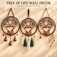 Décoration murale amovible en métal de 31 cm, motif Œil protecteur et Arbre de Vie, enroulée de fil perlé, disponible en plusieurs styles, pour la maison et la vente en gros à l'occasion de Diwali