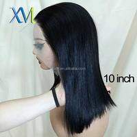 Perruques Lace Front Xiu Man brésiliennes Remy, double densité, 10 pouces, base sans colle, brun clair, densité 200 %, modèle 002