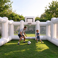 Terrain de sport gonflable blanc, terrain de football et de basketball gonflable, grande arène de jeu gonflable pour location de fête, jeu en plein air pour enfants et adultes