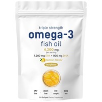 Gélules d'huile de poisson Oméga 3 triple concentration, haute puissance EPA DHA, antioxydant, complément pour adultes, soutien quotidien au bien-être, usine OEM