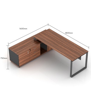 High-<b>End</b> Luxury MDF Wooden Executive Large Office Desk L-Shaped CEO Boss <b>Table</b> with Contemporary Design Modern Office Furniture - Product Image 3