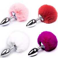 Plug anal en métal de petite taille coloré en forme de queue de lapin, plug anal en acier inoxydable, jouets sexuels anaux pour femmes, produits sexuels pour adultes