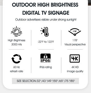 Téléviseur extérieur étanche 4K ITATOUCH 55/65 pouces avec affichage de texte pour les zones de piscine de <span class=keywords><strong>jardin</strong></span>, boîtier résistant aux intempéries de qualité commerciale - Product Image 3