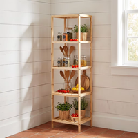 Étagère d'angle en bois à 5 niveaux, organisateur multifonctionnel en bois massif, support de rangement pour livres, excellent rapport qualité-prix
