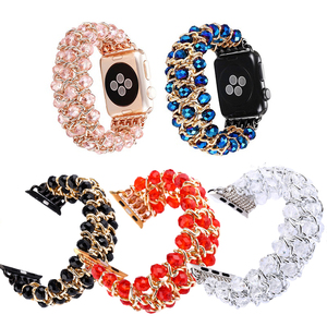 Bracelet en pierre pour <span class=keywords><strong>Apple</strong></span> <span class=keywords><strong>Watch</strong></span> <span class=keywords><strong>série</strong></span> SE <span class=keywords><strong>6</strong></span> 5 4 3 2 1 40mm 44mm 38mm 42mm pour hommes et femmes, perles bling-bling - Product Image 2