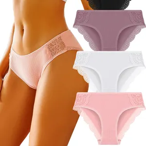 Kr024 Groothandel Katoenen Ondergoed Voor Vrouwen Kanten Bikini Slipje Laagbouw Zachte Stretch Dames Brutaal Hipster Slipje Voor Vrouw