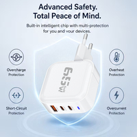 Chargeur mural multi-ports USB-C 65W QC3.0 PD3.0 pour smartphone, ordinateur portable, chargeur USB rapide universel