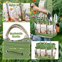 Kit d'outils de jardinage robuste de 9 pièces avec manches ergonomiques en bois et sac de rangement