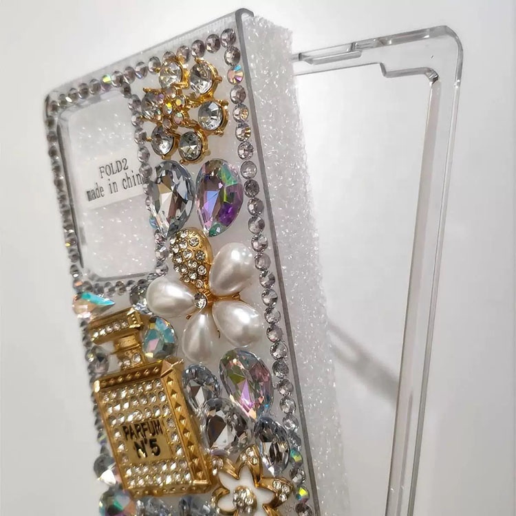 Botella de perfume Rhinestone Flower Case