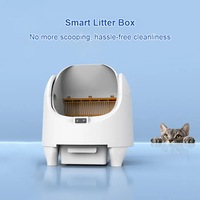 Bac à litière pour chat à nettoyage automatique, facile à nettoyer, contrôle par application intelligente, grande capacité, capteurs de sécurité, faible bruit, contrôle des odeurs