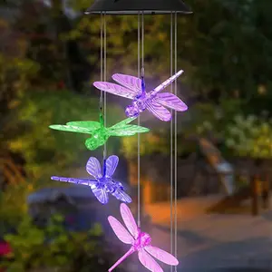Su geçirmez açık renkli güneş enerjili rüzgar ahenge sinek kuşu ışık Led bahçe asılı yusufçuk lamba