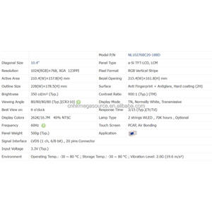 Módulos de pantalla LCD TFT NLT de 10,4 pulgadas de resolución 1024*768 de cadena de suministro confiable de - Product Image 3