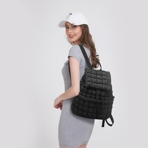 Women's Quilted <b>Backpack</b> Drawstring Closure Solid Color Lightweight Everyday Use Summer 2025 - Product Image 4