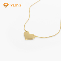 Collar de Oro Sólido de 14K con Colgante de Corazón, Personalizable con Grabado, Joyería Fina, Regalo de San Valentín