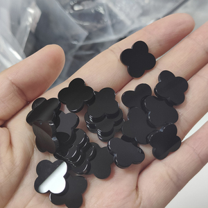 Piedras Preciosas Sueltas de Ágata Negra Natural, Estilo Trébol de Cuatro Hojas, 6x2mm-18x2mm, para la Elaboración de Collares y Colgantes - Product Image 5