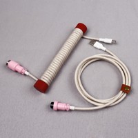 Câble USB-C enroulé à charge rapide 3A avec blindage en nylon tressé à double gaine en paracorde pour clavier mécanique, connecteur aviateur GX16
