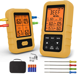 Tầm xa không dây kỹ thuật số thịt nhiệt kế bốn đầu dò nhà bếp BBQ nướng Nhiệt kế cho người hút thuốc thực phẩm giám sát nhiệt độ - Product Image 1