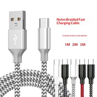Câble de données USB-A/Type-C pour téléphone portable avec gaine tressée, charge rapide et transfert de données pour Android