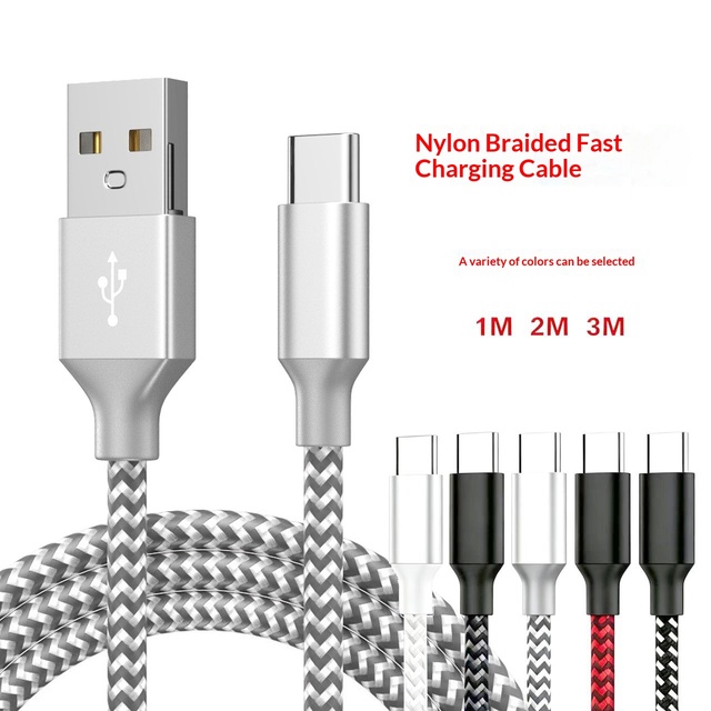 Type-C USB-A/Type-C Mobile Phone Data Cable Weaving Jacket Fast Charging & Data Transfer for Android