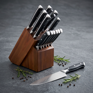 Ensemble de 11 couteaux de cuisine avec bloc en bois, couteaux en acier inoxydable, triple rivet, manche en ABS pour la cuisine à domicile - Product Image 6