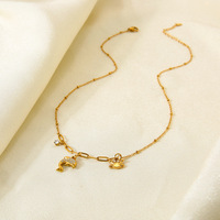 Collier plaqué or 18 carats pour femme, pendentif multi-breloques dauphin et crabe, bijoux de mode océanique, cadeau.