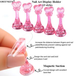 Lot de 5 supports d'affichage pour pièces d'échecs en acrylique avec base magnétique pour la pratique des pointes, 13 styles, support d'entraînement pour nail art - Product Image 1