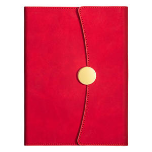 Libreta de Negocios de Cuero Rojo con Cierre de Broche Dorado, Encuadernación Cosida, Diario de Oficina Universal, Impresión de Logotipo Personalizable - Product Image 1