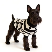 Suéter cálido para mascotas, ropa suave para perros, negro con lunares, talla S, en stock, personalización para pedidos pequeños disponible.