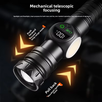 Lampe torche zoomable 30W, laser blanc, lampe torche portable multifonction, lumière latérale COB, télescopique, urgence extérieure, RGB, sauvetage
