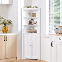 24 ans Offre Spéciale Armoire de rangement de salle de bain style simple Armoire d'angle haute double porte avec espace de rangement blanc pour salle de bain