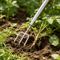 Rastrillo Cultivador de Acero Inoxidable de Alta Resistencia con Múltiples Dientes, Herramienta Manual para Desmalezar, Excavar y Aflojar la Tierra en Jardines, Patios y Granjas