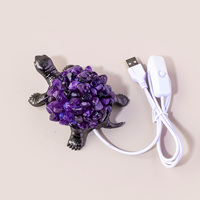RUNYANGSHI Vente en gros d'objets artisanaux en cristal, lampe de nuit USB en cristal naturel en forme de tortue, lampe tortue animale, cadeau de guérison Reiki