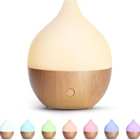 Difusor de Aromas con Base de Madera y Diseño de Gota de Agua, Humidificador Ultrasónico para el Hogar y el Dormitorio