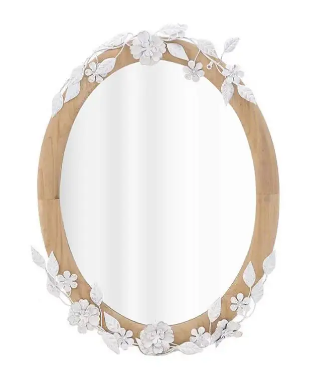 2022 hot sale new design antique oval wood and metal wall decorative mirror