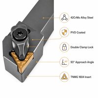 Porte-outil de tournage externe pour tour CNC, acier allié 42CrMo, revêtement PVD, série DTJNR, 93 degrés, type D, pour plaquettes TNMG 1604, OEM