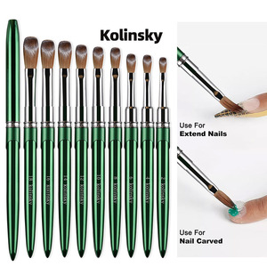 Pinceaux à ongles professionnels de haute qualité avec logo personnalisé, manche en métal vert, 100% pur Kolinsky, <span class=keywords><strong>poudre</strong></span> acrylique pour nail art - Product Image 2