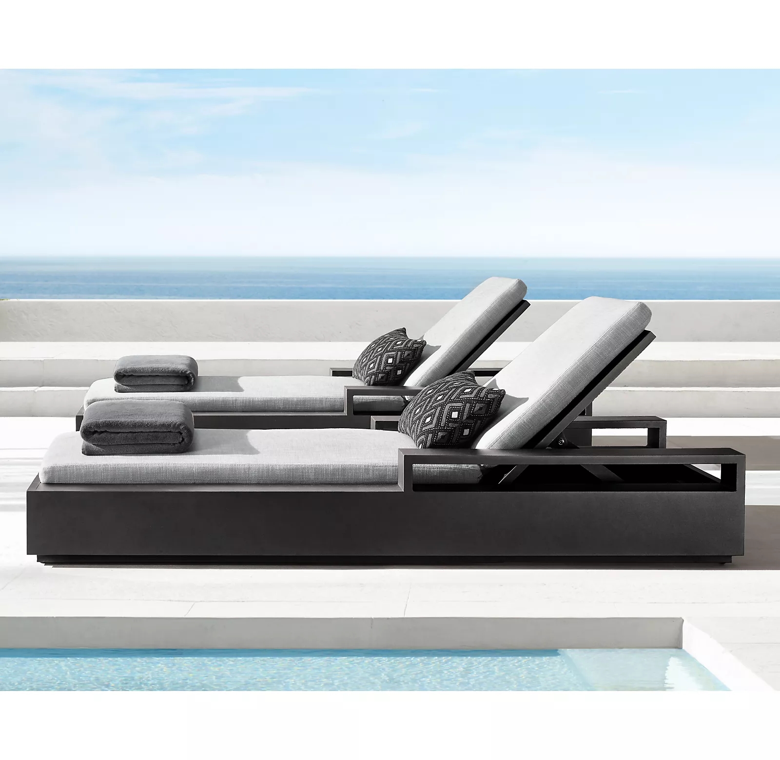 New arrival outdoor furniture pool lounge chaise marbella aluminum chaise