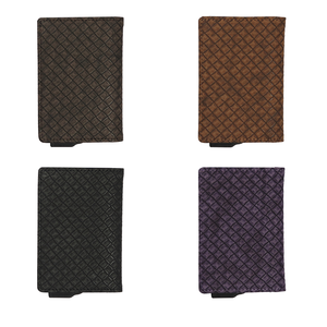 Portefeuille court en cuir PU avec fermeture à glissière Doublure en lin Anti-vol en aluminium Poche avant Pop up Porte-cartes de mode personnalisé - Product Image 5