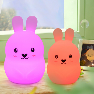 <span class=keywords><strong>Veilleuse</strong></span> LED pour enfants, <span class=keywords><strong>chat</strong></span> mignon, lapin, lampe de chevet en silicone multicolore, contrôle du robinet - Product Image 3