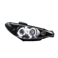 Ensemble de Phares Cerclés Angel Eyes à LED pour Peugeot 206, Modèle 04-08, Modernisation et Amélioration
