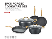 Ensemble de casseroles en aluminium antiadhésif, style tendance, résistant au four, avec poignée amovible et couvercle en verre et silicone